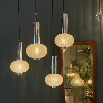 Vintage S&ouml;lken Leuchten chromen glazen hanglamp | Sprinkelhop