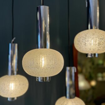 Vintage S&ouml;lken Leuchten chromen glazen hanglamp | Sprinkelhop