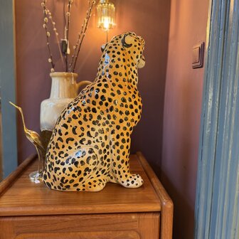 Vintage keramieken luipaard panter cheetah beeld | Sprinkelhop