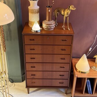 Vintage midcentury teak Deense ladekast met 6 lades | Sprinkelhop