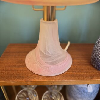 Vintage mushroom lampje roze murano glas met messing | Sprinkelhop