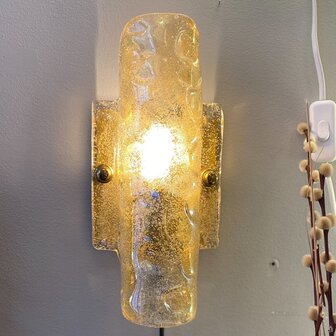 Vintage wandlamp messing iced glass 1970s 1980s | Sprinkelhop