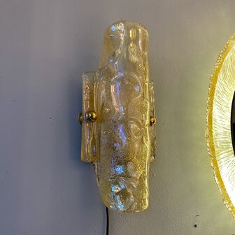 Vintage wandlamp messing iced glass 1970s 1980s | Sprinkelhop