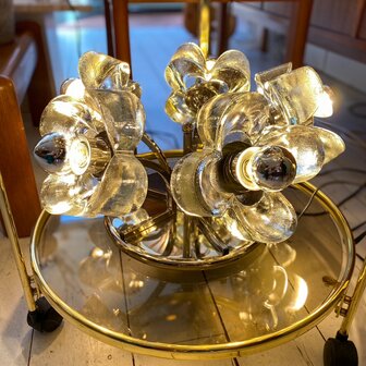 Vintage Sische Leuchten plafondlamp glazen bloemen chroom | Sprinkelhop