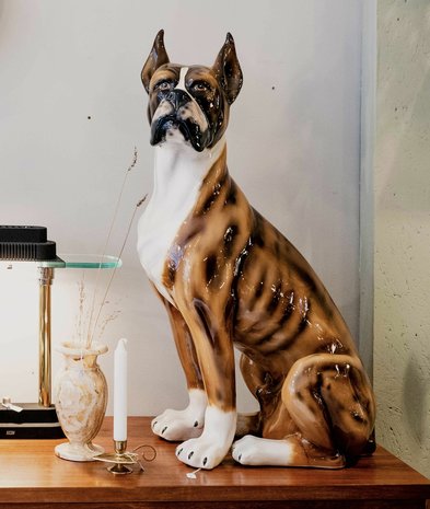 Frank muziek deed het Vintage keramieken porseleinen beeld hond boxer | Sprinkel + Hop