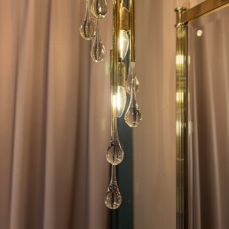 Christophe Palmer messing hanglamp met Murano pegels | Sprinkelhop