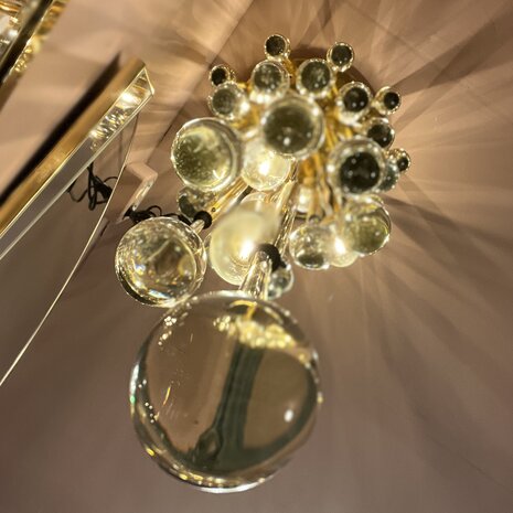 Christophe Palmer messing hanglamp met Murano pegels | Sprinkelhop