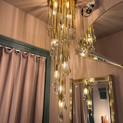 Christophe Palmer messing hanglamp met Murano pegels | Sprinkelhop