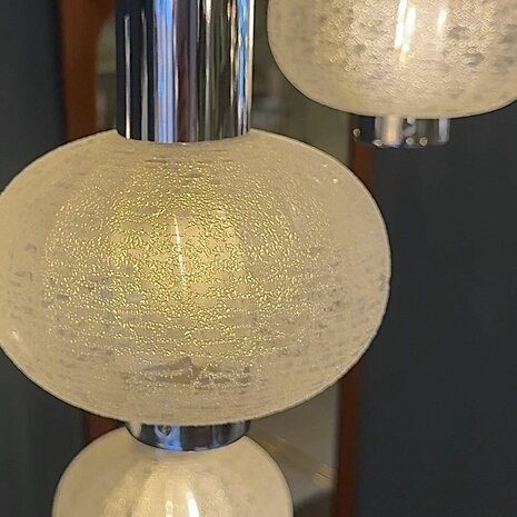 Vintage Sölken Leuchten chromen glazen hanglamp | Sprinkelhop