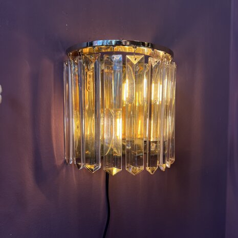 Christophe Palme vintage messing wandlamp met glazen pegels | Sprinkelhop