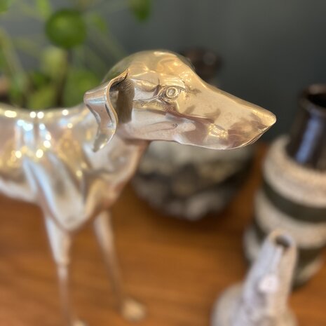 Vintage messing windhond whippet groot | Sprinkelhop