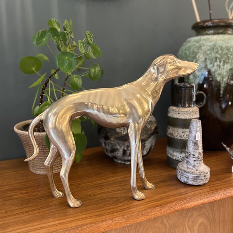 Vintage messing windhond whippet groot | Sprinkelhop