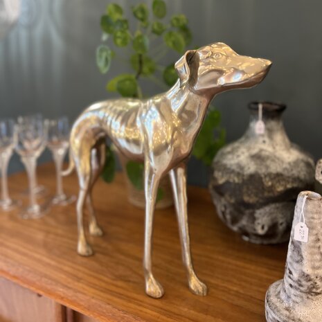 Vintage messing windhond whippet groot | Sprinkelhop