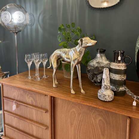 Vintage messing windhond whippet groot | Sprinkelhop