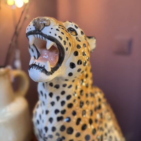 Vintage keramieken luipaard panter cheetah beeld | Sprinkelhop