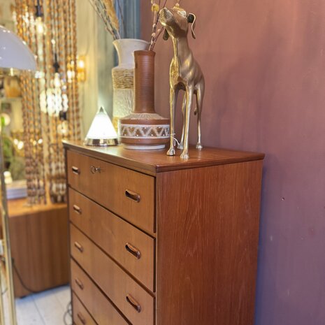 Vintage midcentury teak Deense ladekast met 6 lades | Sprinkelhop