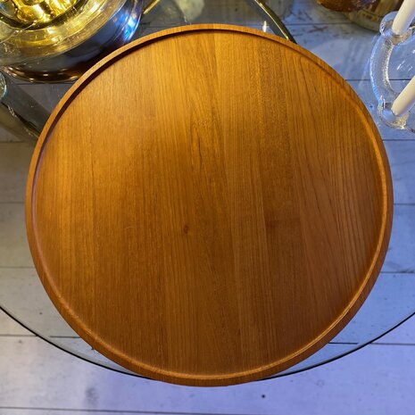 Vintage teak draaiend plateau | Sprinkelhop