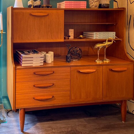 Vintage-teak-houten-highboard-drankkast-Stateroom-Stonehill-1960s | Sprinkelhop