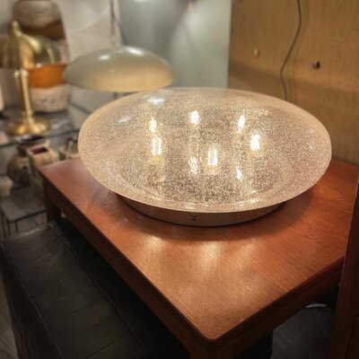 XL vintage ronde bubble glazen chromen plafondlamp