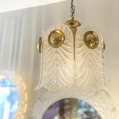 Vintage Murano glazen messing hanglamp Kaiser Leuchten
