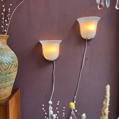 Messing wandlamp met Murano glas met swirl