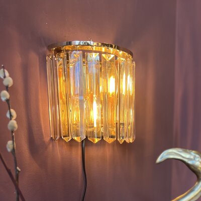 Christophe Palme vintage messing wandlamp met glazen pegels